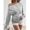 image:imageMakeMeChic Womens Maternity Shirts Summer Long Sleeve Ruched Pregnancy Asymmetrical TopsGrey