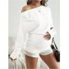 image:imageMakeMeChic Womens Maternity Shirts Summer Long Sleeve Ruched Pregnancy Asymmetrical TopsWhite