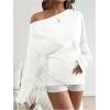 image:imageMakeMeChic Womens Maternity Shirts Summer Long Sleeve Ruched Pregnancy Asymmetrical TopsWhite