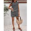 image:imageMakeMeChic Womens Maternity Short Pajamas Set Striped Tank Top and Shorts Lounge SetsBlack