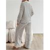 image:imageMakeMeChic Womens Maternity Spring Outfits Striped Long Sleeve Collar V Neck Tops and Pants 2 Piece Lounge Sets Apricot Large