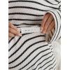 image:imageMakeMeChic Womens Maternity Spring Outfits Striped Long Sleeve Collar V Neck Tops and Pants 2 Piece Lounge Sets Apricot Large