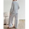 image:imageMakeMeChic Womens Maternity Spring Outfits Striped Long Sleeve Collar V Neck Tops and Pants 2 Piece Lounge Sets Blue and White Medium