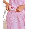 image:imageMakeMeChic Womens Maternity Summer 2 Piece Outfits Pregnancy Boho Vacation Striped Bow Top and Pants SetPink