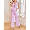 image:imageMakeMeChic Womens Maternity Summer 2 Piece Outfits Pregnancy Boho Vacation Striped Bow Top and Pants SetPink