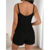 image:imageMakeMeChic Womens Maternity Summer Romper V Neck Sleeveless Rib Knit Pregnancy Short JumpsuitBlack