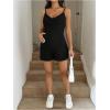 image:imageMakeMeChic Womens Maternity Summer Romper V Neck Sleeveless Rib Knit Pregnancy Short JumpsuitBlack
