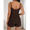 image:imageMakeMeChic Womens Maternity Summer Romper V Neck Sleeveless Rib Knit Pregnancy Short JumpsuitCoffee Brown