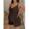 image:imageMakeMeChic Womens Maternity Summer Romper V Neck Sleeveless Rib Knit Pregnancy Short JumpsuitCoffee Brown