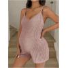 image:imageMakeMeChic Womens Maternity Summer Romper V Neck Sleeveless Rib Knit Pregnancy Short JumpsuitPink