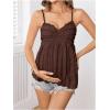 image:imageMakeMeChic Womens Maternity Summer Tank Tops Spaghetti Strap Ruffle Hem Sleeveless Pregnancy CamisoleCoffee Brown