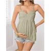 image:imageMakeMeChic Womens Maternity Summer Tank Tops Spaghetti Strap Ruffle Hem Sleeveless Pregnancy CamisoleLight Green
