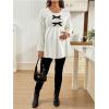 image:imageMakeMeChic Womens Maternity Sweater Bow Crew Neck Ruffle Long Sleeve Pregnancy Pullover TopBlack and White