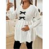 image:imageMakeMeChic Womens Maternity Sweater Bow Crew Neck Ruffle Long Sleeve Pregnancy Pullover TopBlack and White