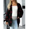 image:imageMakeMeChic Womens Maternity Sweater Cardigan Heart Print Long Sleeve Open Front Cute CoatBlack and Red