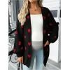 image:imageMakeMeChic Womens Maternity Sweater Cardigan Heart Print Long Sleeve Open Front Cute CoatBlack and Red