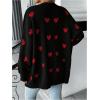 image:imageMakeMeChic Womens Maternity Sweater Cardigan Heart Print Long Sleeve Open Front Cute CoatBlack and Red