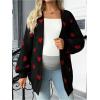 image:imageMakeMeChic Womens Maternity Sweater Cardigan Heart Print Long Sleeve Open Front Cute CoatBlack and Red