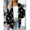 image:imageMakeMeChic Womens Maternity Sweater Cardigan Heart Print Long Sleeve Open Front Cute CoatBlack and White
