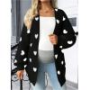 image:imageMakeMeChic Womens Maternity Sweater Cardigan Heart Print Long Sleeve Open Front Cute CoatBlack and White