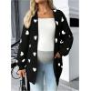 image:imageMakeMeChic Womens Maternity Sweater Cardigan Heart Print Long Sleeve Open Front Cute CoatBlack and White