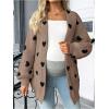 image:imageMakeMeChic Womens Maternity Sweater Cardigan Heart Print Long Sleeve Open Front Cute CoatBrown