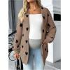 image:imageMakeMeChic Womens Maternity Sweater Cardigan Heart Print Long Sleeve Open Front Cute CoatBrown
