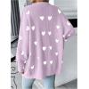 image:imageMakeMeChic Womens Maternity Sweater Cardigan Heart Print Long Sleeve Open Front Cute CoatPurple