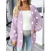 image:imageMakeMeChic Womens Maternity Sweater Cardigan Heart Print Long Sleeve Open Front Cute CoatPurple
