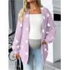 image:imageMakeMeChic Womens Maternity Sweater Cardigan Heart Print Long Sleeve Open Front Cute CoatPurple