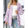 image:imageMakeMeChic Womens Maternity Sweater Cardigan Heart Print Long Sleeve Open Front Cute CoatPurple