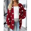 image:imageMakeMeChic Womens Maternity Sweater Cardigan Heart Print Long Sleeve Open Front Cute CoatRed