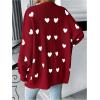 image:imageMakeMeChic Womens Maternity Sweater Cardigan Heart Print Long Sleeve Open Front Cute CoatRed