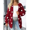 image:imageMakeMeChic Womens Maternity Sweater Cardigan Heart Print Long Sleeve Open Front Cute CoatRed