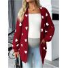 image:imageMakeMeChic Womens Maternity Sweater Cardigan Heart Print Long Sleeve Open Front Cute CoatRed