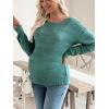 image:imageMakeMeChic Womens Maternity Sweater Crew Neck Long Sleeve Hollow Out Knitted Pullover TopsGreen
