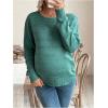 image:imageMakeMeChic Womens Maternity Sweater Crew Neck Long Sleeve Hollow Out Knitted Pullover TopsGreen