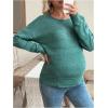 image:imageMakeMeChic Womens Maternity Sweater Crew Neck Long Sleeve Hollow Out Knitted Pullover TopsGreen