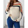 image:imageMakeMeChic Womens Maternity Sweater Crew Neck Long Sleeve Hollow Out Knitted Pullover TopsMulticolor