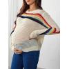 image:imageMakeMeChic Womens Maternity Sweater Crew Neck Long Sleeve Hollow Out Knitted Pullover TopsMulticolor
