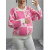 image:imageMakeMeChic Womens Maternity Sweater Crew Neck Long Sleeve Hollow Out Knitted Pullover TopsPink