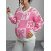 image:imageMakeMeChic Womens Maternity Sweater Crew Neck Long Sleeve Hollow Out Knitted Pullover TopsPink