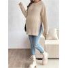 image:imageMakeMeChic Womens Maternity Sweater Crew Neck Long Sleeve Split Drop Shoulder Pregnancy TopsKhaki