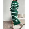 image:imageMakeMeChic Womens Maternity Sweater Dress Striped Mock Neck Long Sleeve Knit Bodycon Maxi DressesGreen