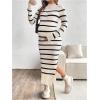 image:imageMakeMeChic Womens Maternity Sweater Dress Striped Mock Neck Long Sleeve Knit Bodycon Maxi DressesMulticolor
