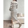 image:imageMakeMeChic Womens Maternity Sweater Dress Striped Mock Neck Long Sleeve Knit Bodycon Maxi DressesMulticolor