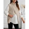 image:imageMakeMeChic Womens Maternity Sweater Vest Mock Neck Split Hem Sleeveless Fall Pregnancy Knit TopKhaki