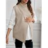 image:imageMakeMeChic Womens Maternity Sweater Vest Mock Neck Split Hem Sleeveless Fall Pregnancy Knit TopKhaki