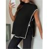 image:imageMakeMeChic Womens Maternity Sweater Vest Mock Neck Tie Side Sleeveless Pregnancy TopsBlack