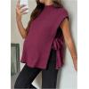 image:imageMakeMeChic Womens Maternity Sweater Vest Mock Neck Tie Side Sleeveless Pregnancy TopsRed Violet